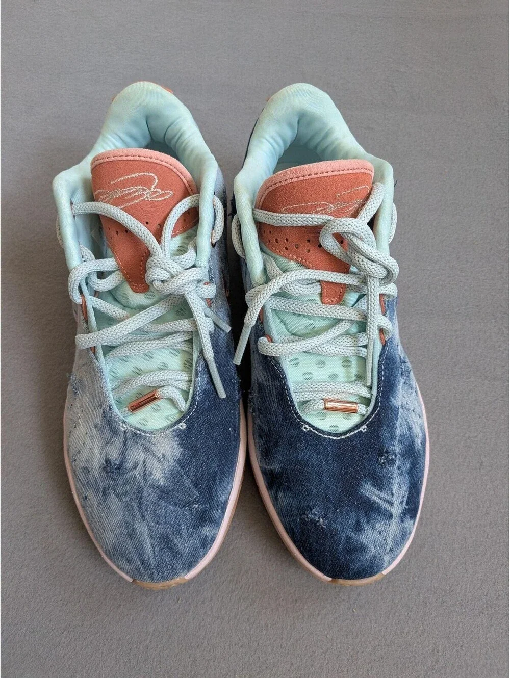 Nike Shoes Mens Size 9.5 Blue Air Zoom Denim Tie Dye Basketball Low Top Sneakers